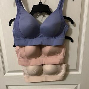 Jockey Seamless Lace Trim Bras - Blue, Pink, Beige (lot of 3)